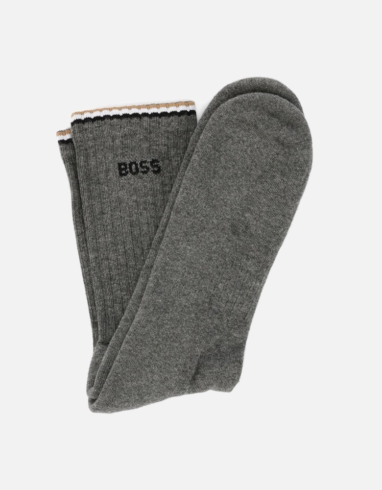 Boss 3 Pack Rib Stripe Cotton Men's Multicoloured Calf High Socks