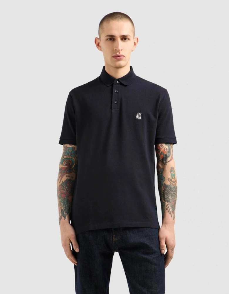 Mens Embroidered A|X Monogram Short Sleeve Polo Shirt