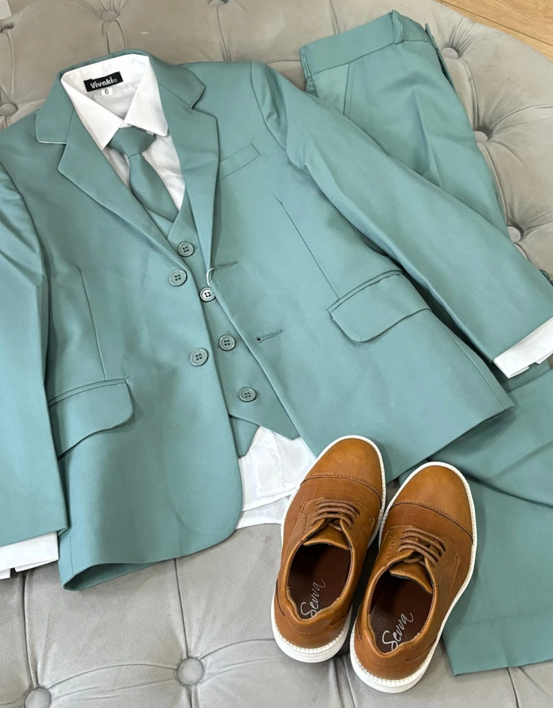 Boys Sage Green 5 Piece Occasion Suit