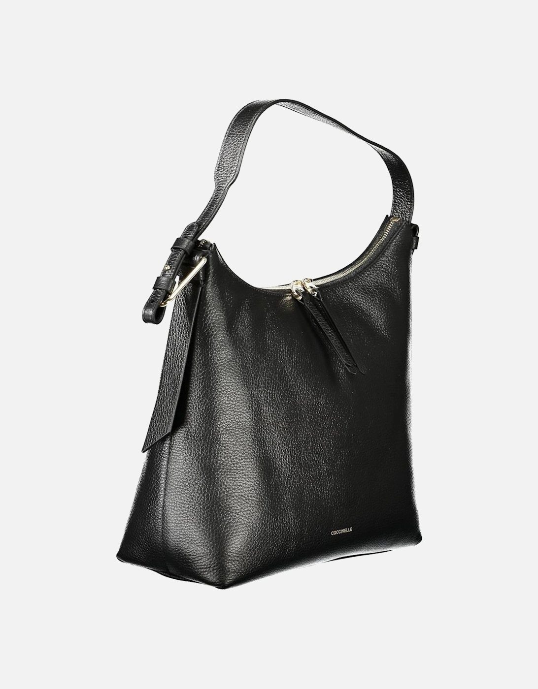 Sleek Leather Bag with Adjustable Shoulder Handle Women - Black