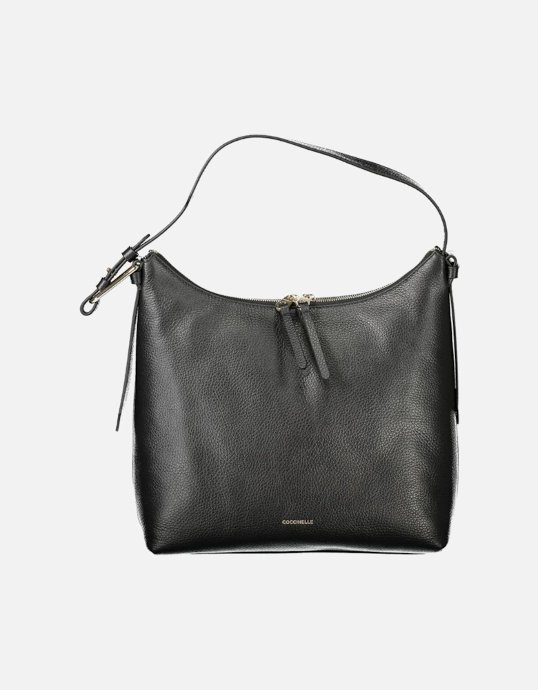 Sleek Leather Bag with Adjustable Shoulder Handle Women - Black