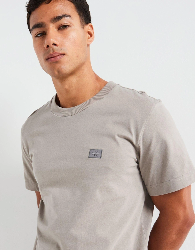 Left Chest Woven Patch Regular T-Shirt - Light Grey