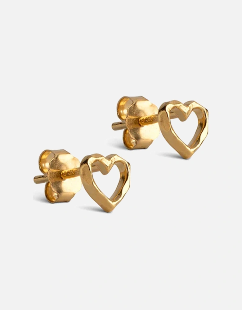 Organic Heart Studs Gold Plated