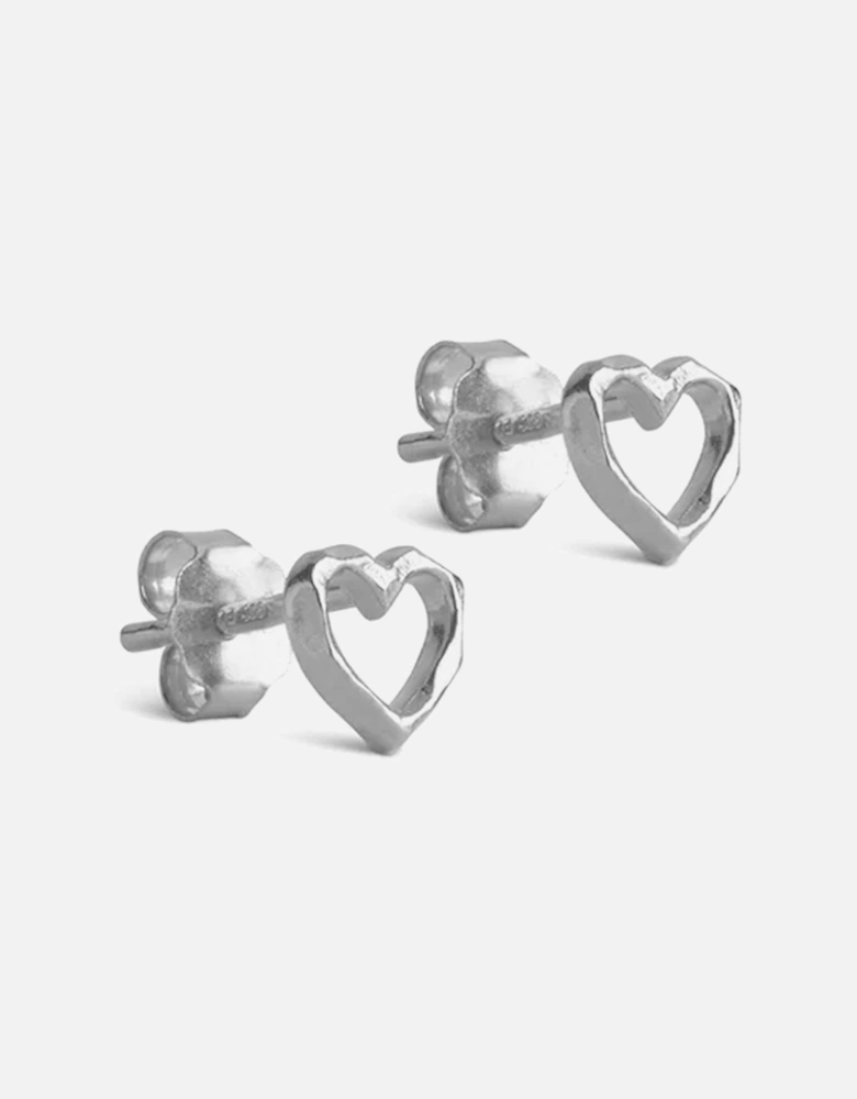 Organic Heart Studs Sterling Silver