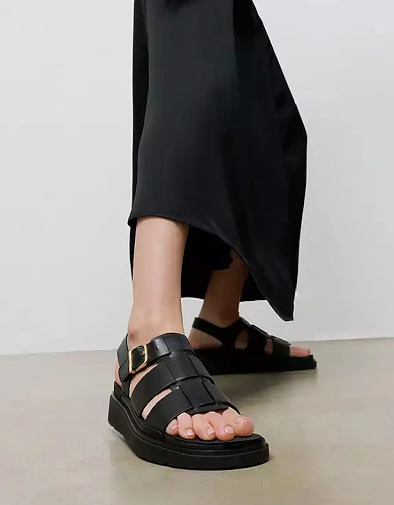 Women's Gen-FF Leather Fisherman Sandals All Black