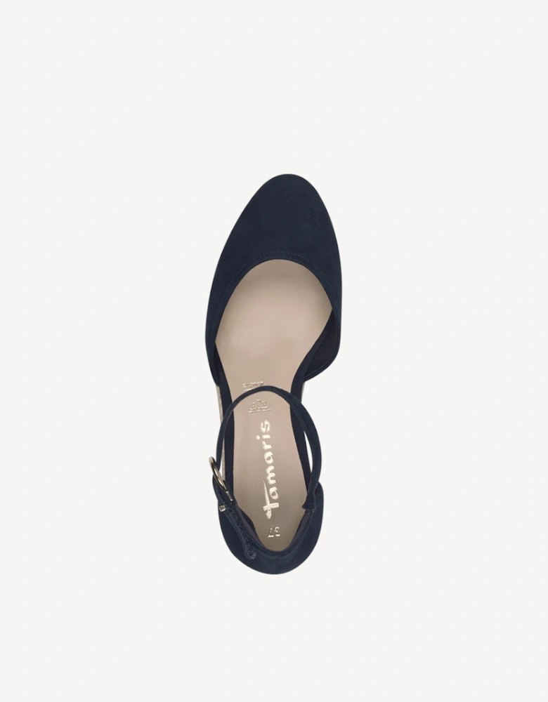 Women's 1-22309-42-805 Court Shoe Leather Navy