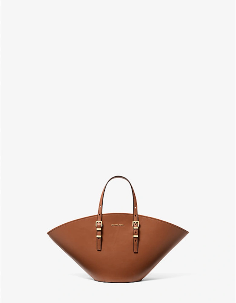 Isa Small Leather Fan Tote Bag