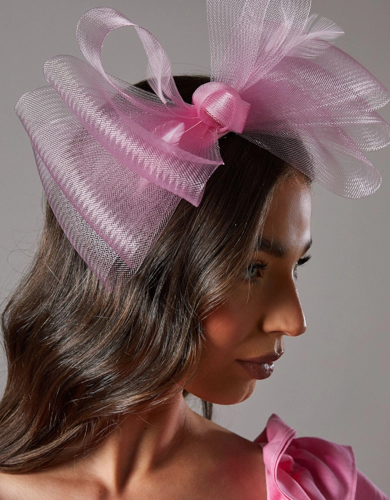 Bow Mesh Fascinator With Feathers