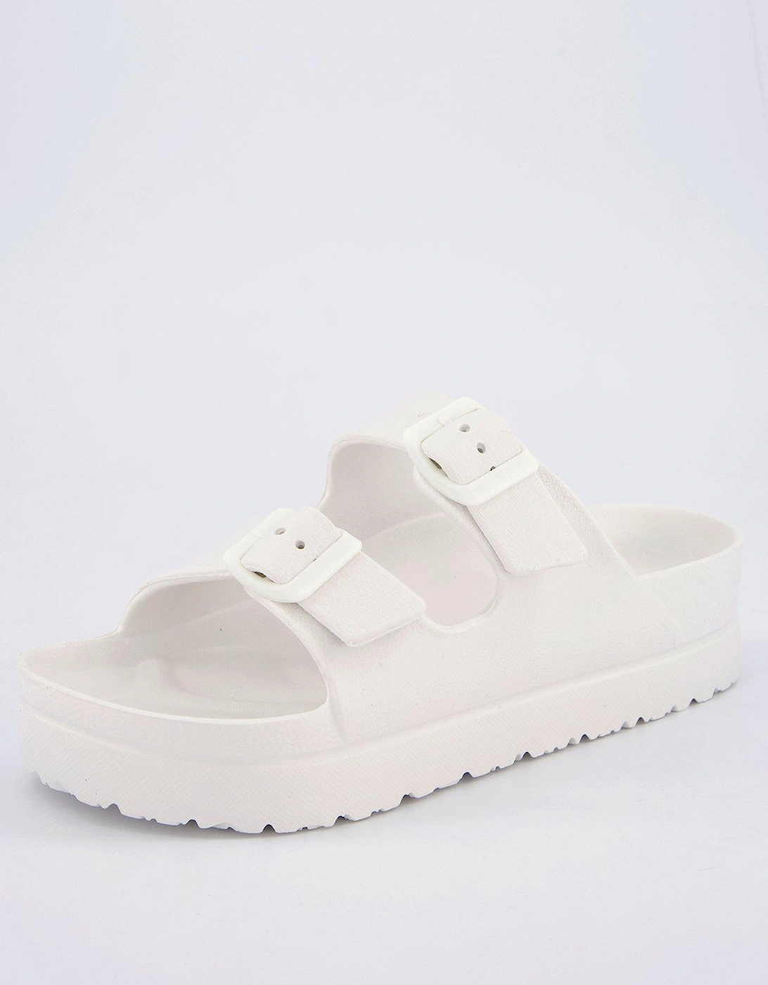 Twin Strap Buckle Slider Sandal - White, 2 of 1