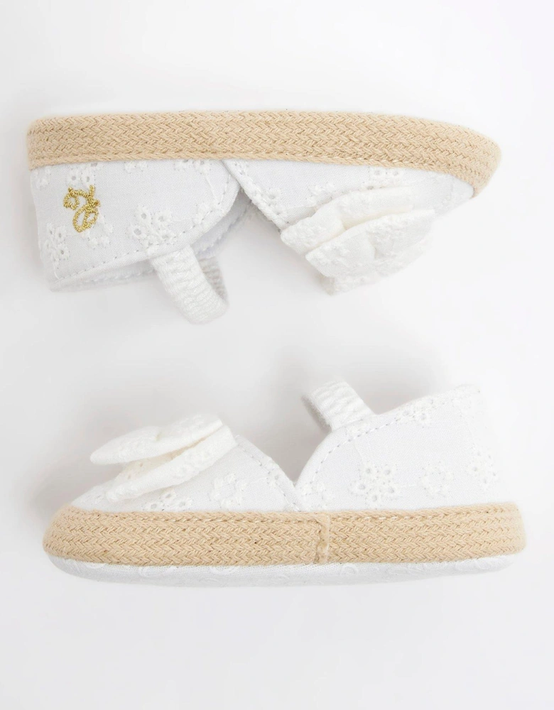 Baby Girls Broderie Bow Sandals - Cream