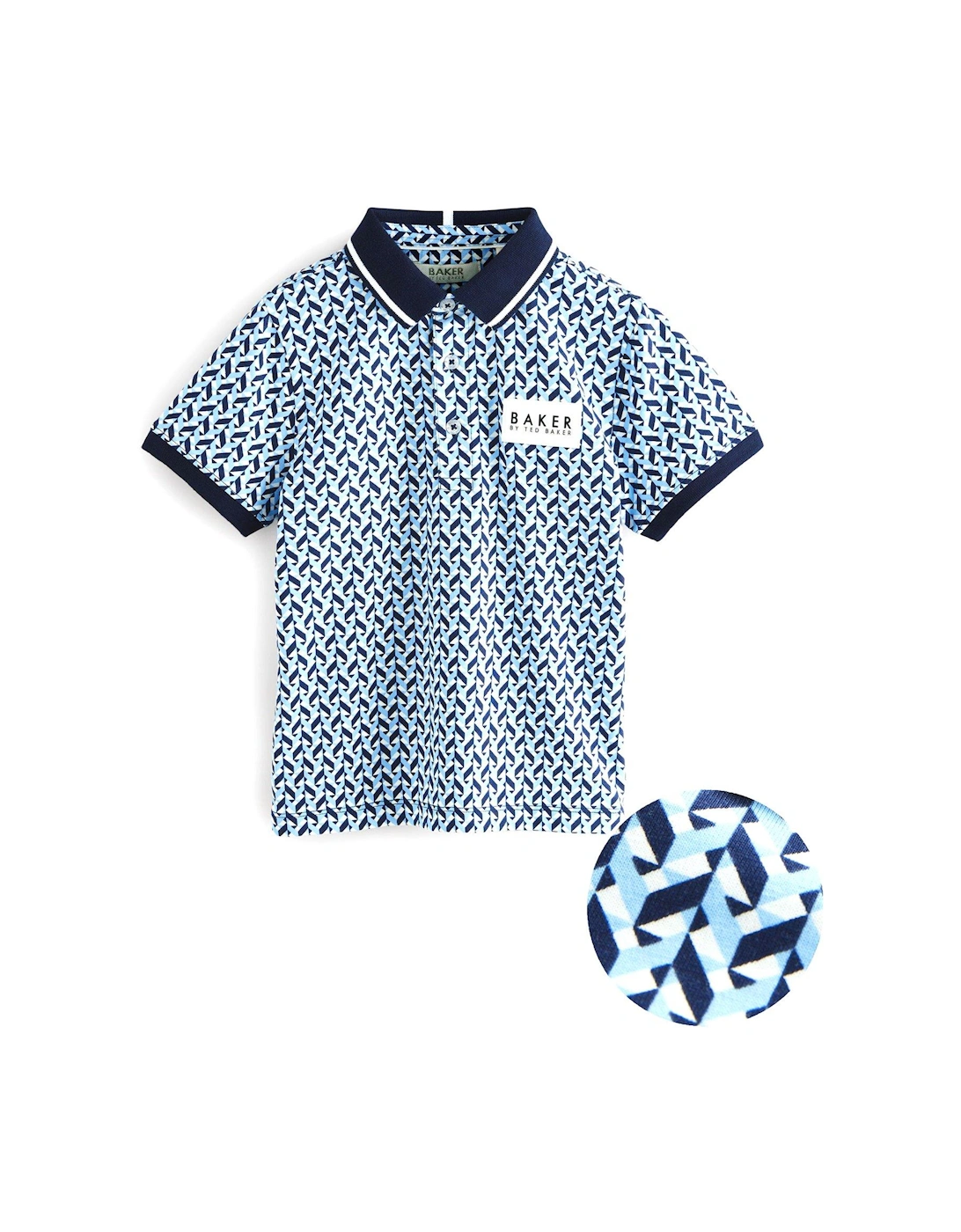 Geometric Print Polo Shirt - Navy, 2 of 1