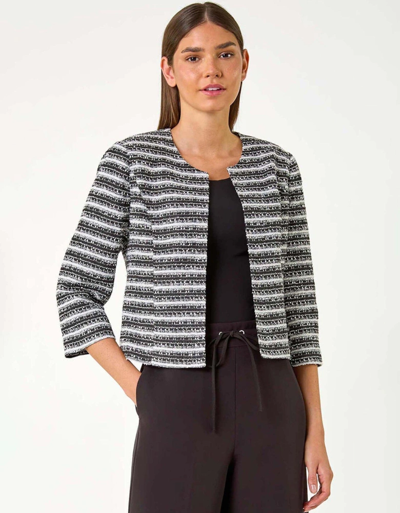 Stripe Shimmer Boucle Jacket - Black