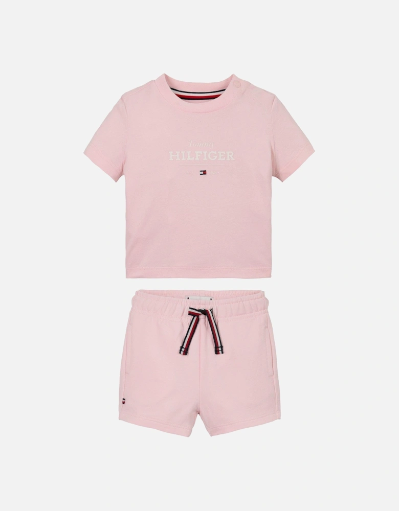 Baby Monotype T-Shirt And Short Set - Pink
