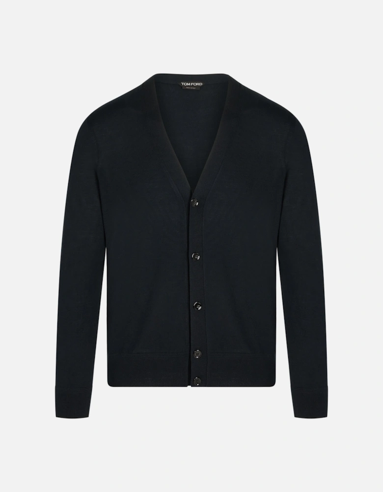 Fine Gauge Wool Cardigan Black