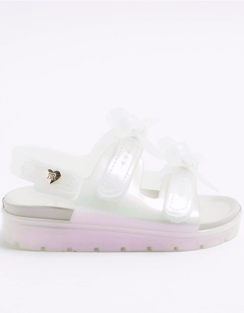 Girls Bow Jelly Sandals - White