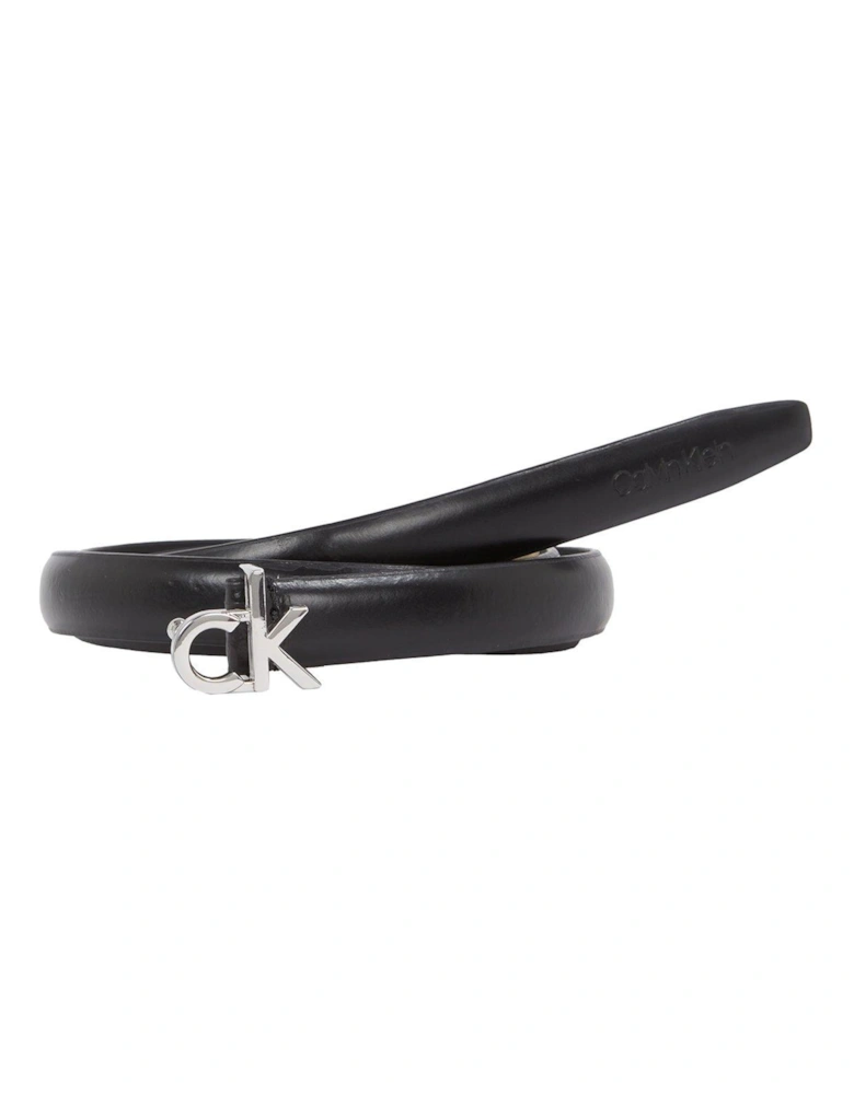 Logo Buckle Skinny Bely - Black