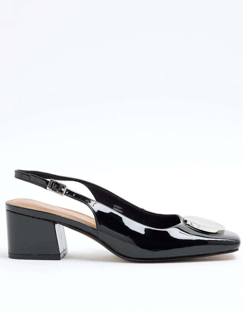 Block Heel Court Shoe - Black