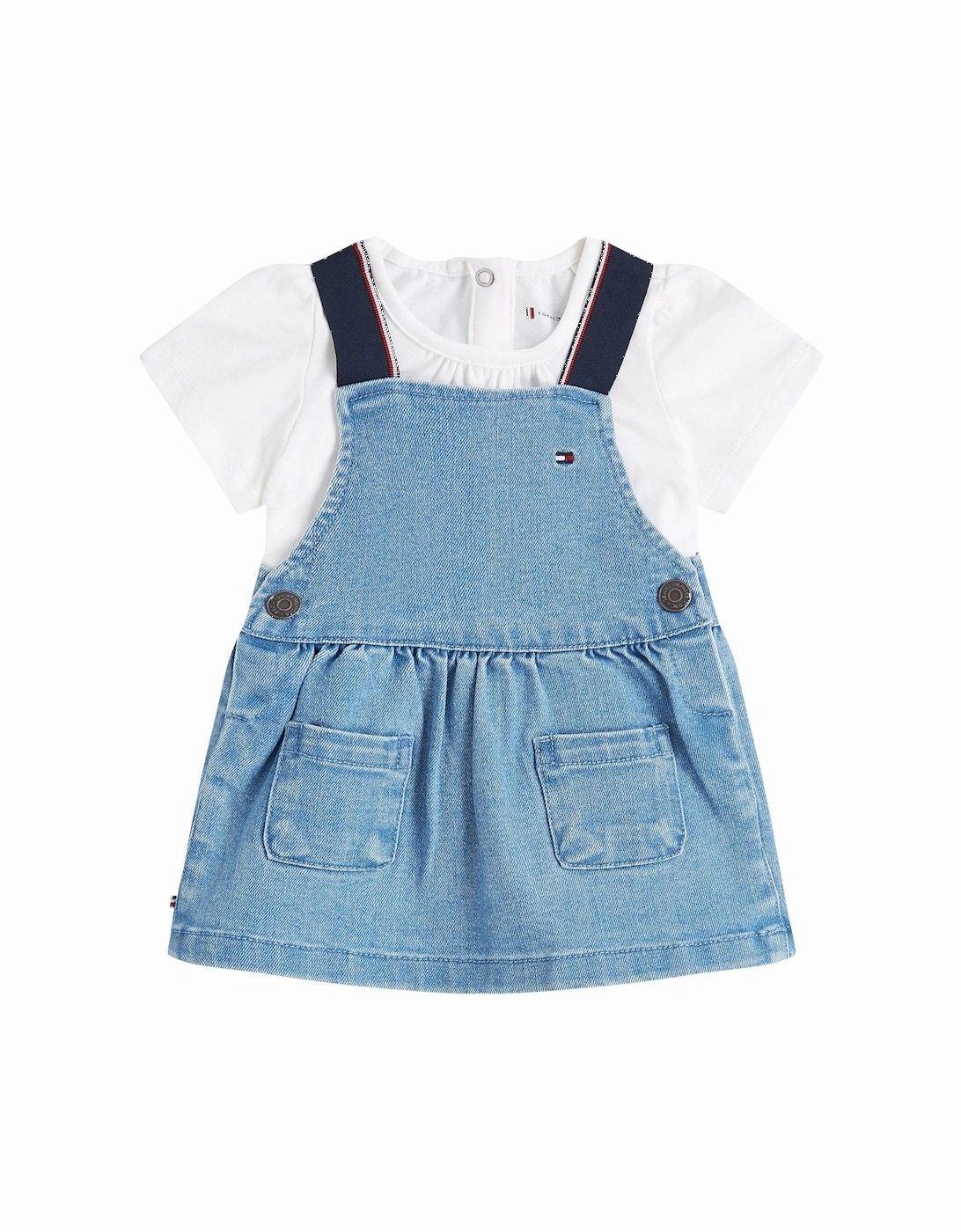 Baby Girls Denim Dungaree Dress - Blue, 3 of 2