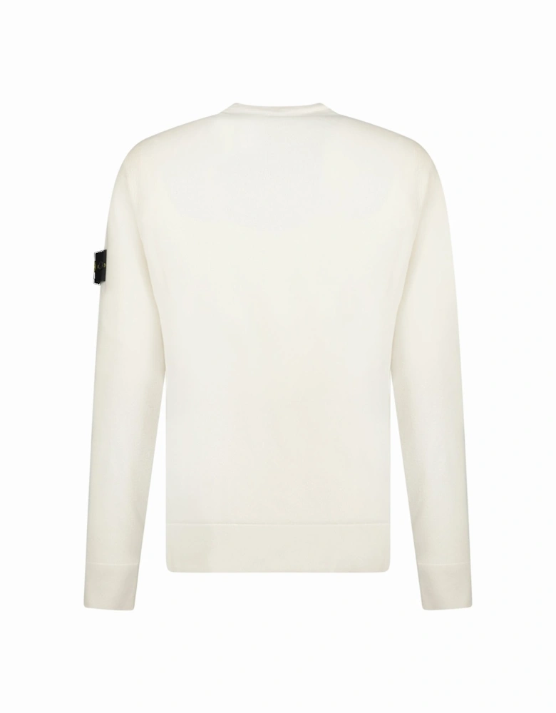 Compass-Badge Wool Blend Jumper Cream