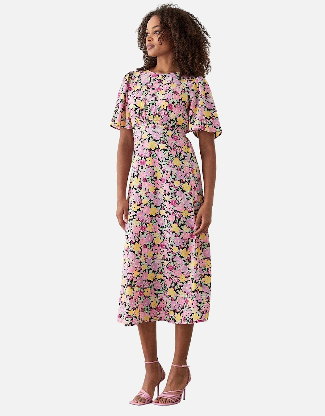 Womens/Ladies Floral Flutter Midi Dress, 4 of 3