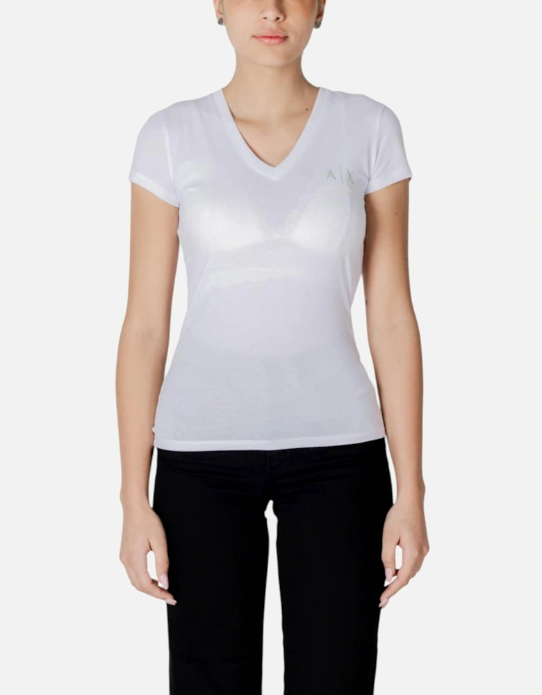 V-Neck Short Sleeve Cotton T-Shirt Women - White Shirts