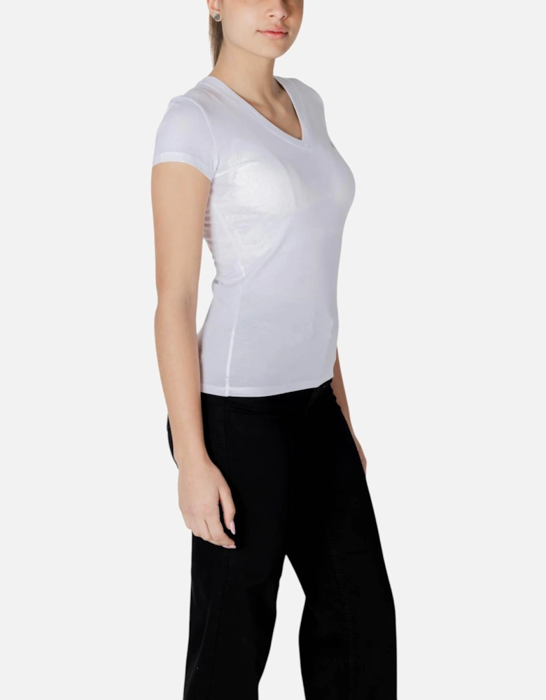 V-Neck Short Sleeve Cotton T-Shirt Women - White Shirts