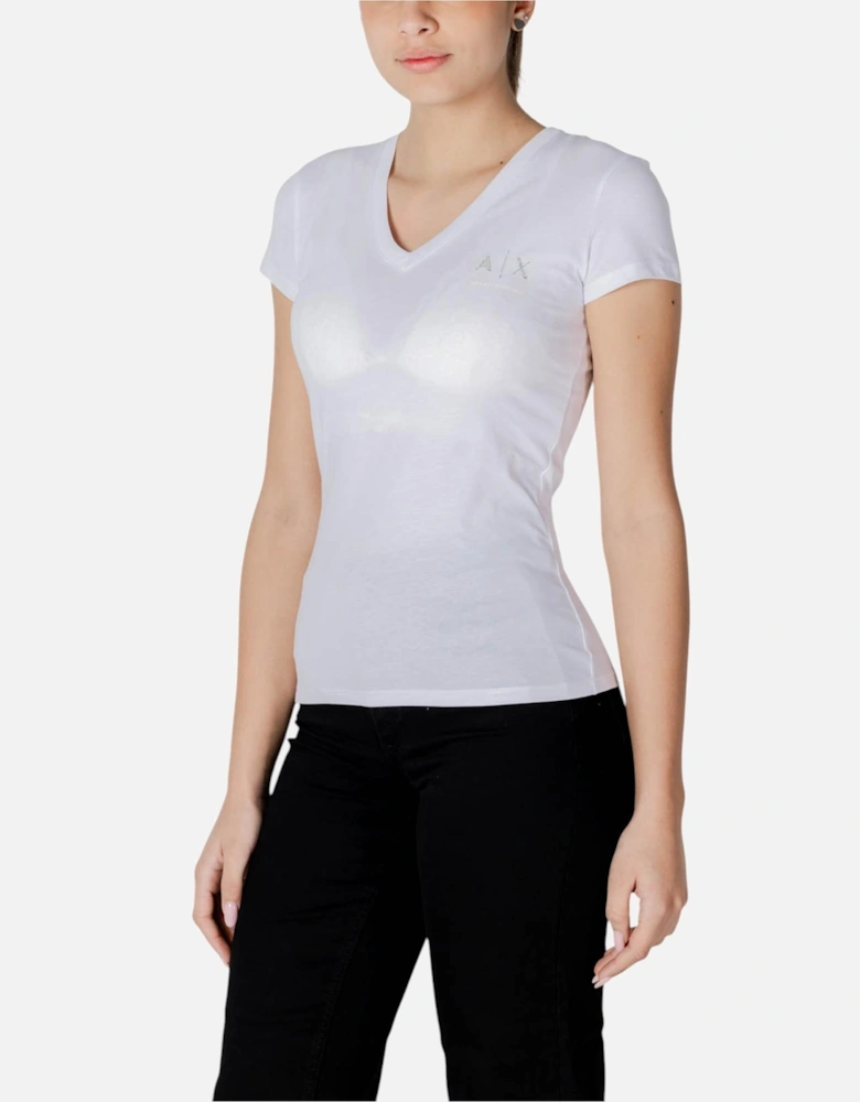 V-Neck Short Sleeve Cotton T-Shirt Women - White Shirts