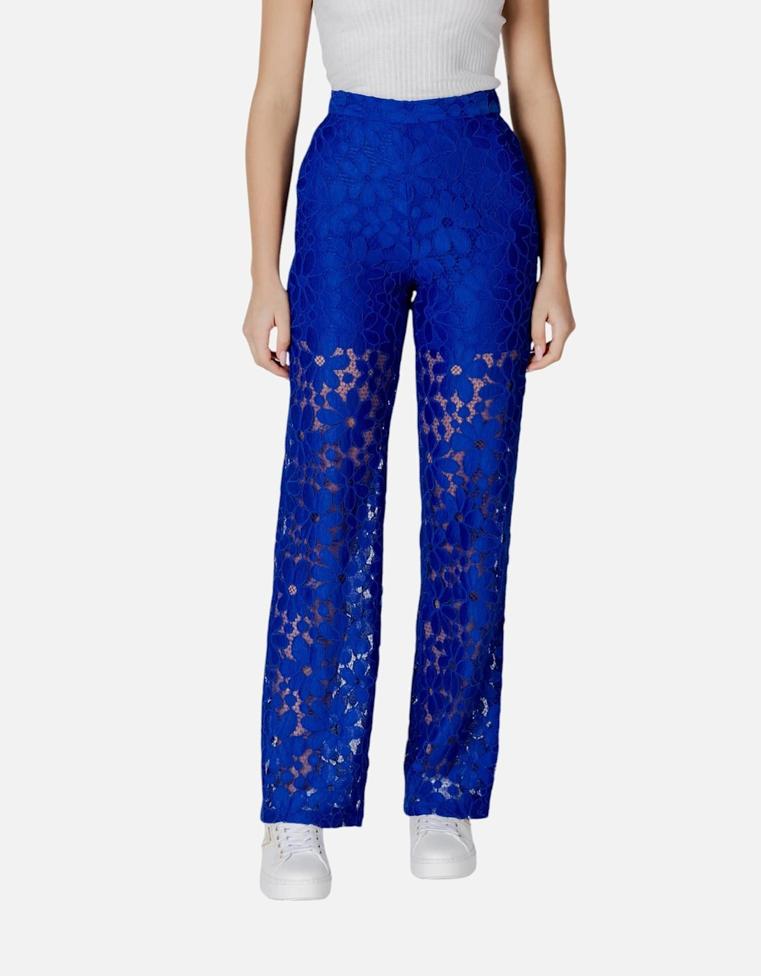 Zip-Fastened Plain Polyester Trousers Women - Blue, 4 of 3