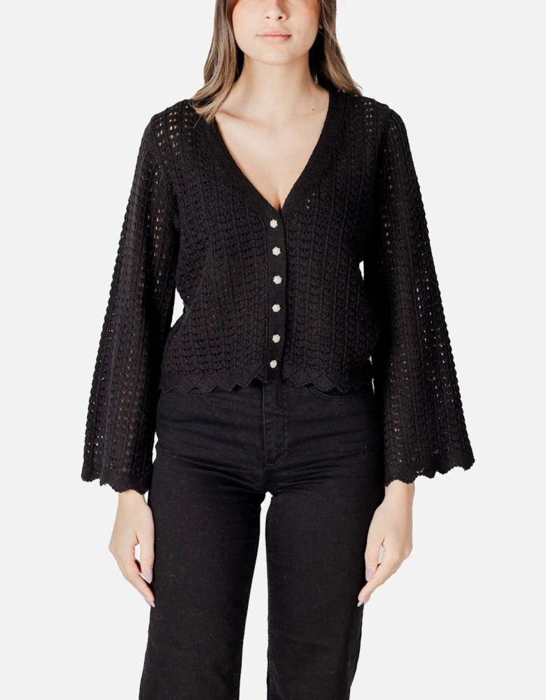 V-Neck Button-Up Long Sleeve Cardigan Women - Black Sweaters
