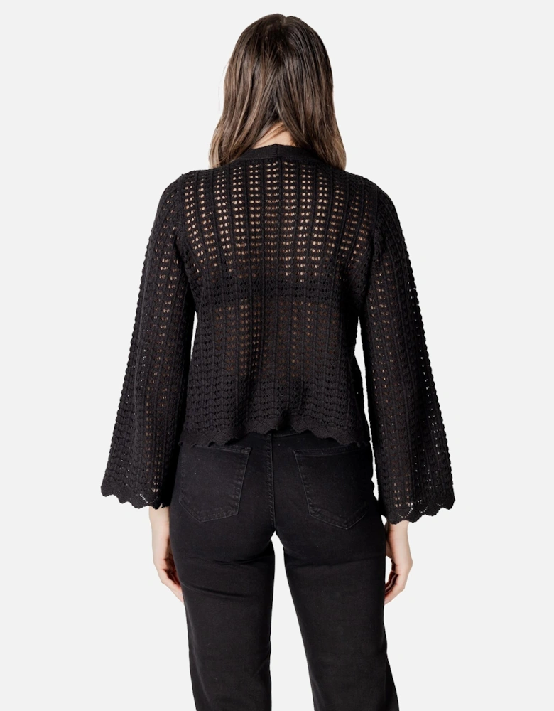 V-Neck Button-Up Long Sleeve Cardigan Women - Black Sweaters