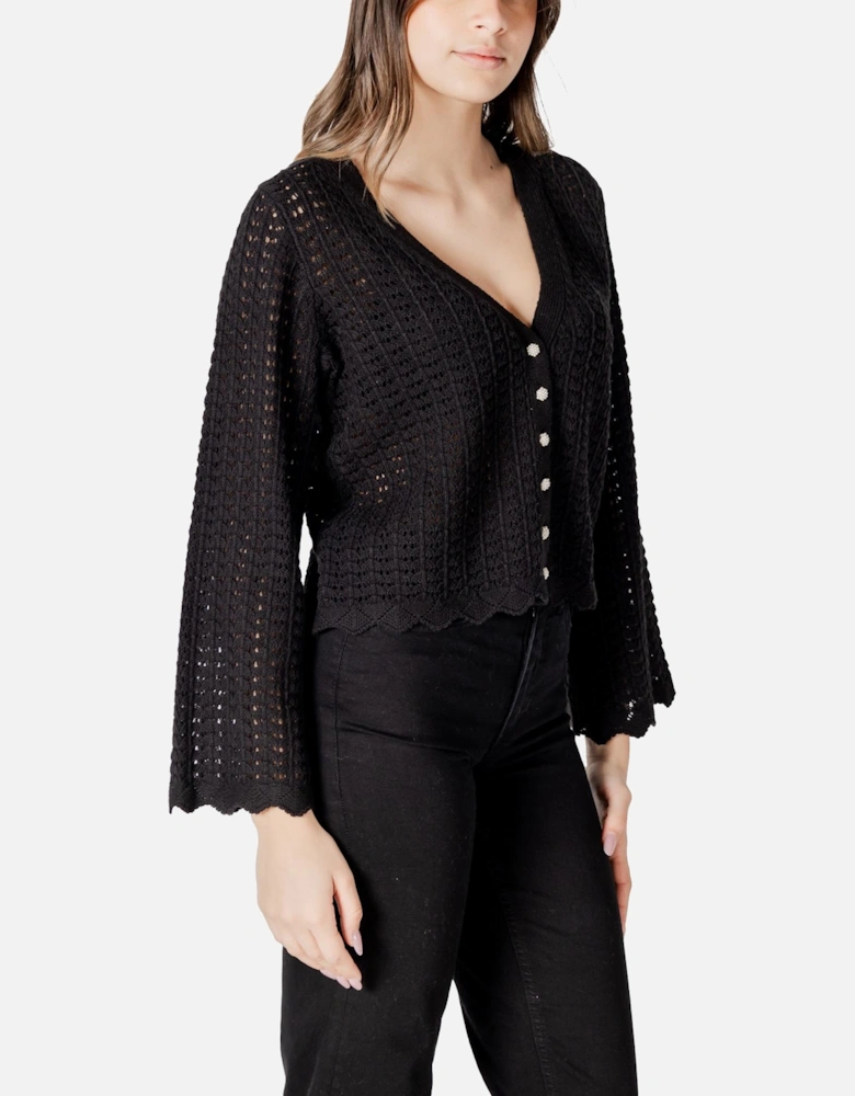 V-Neck Button-Up Long Sleeve Cardigan Women - Black Sweaters
