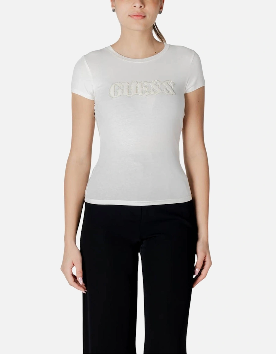 Round Neck Short Sleeve Cotton T-shirt Women - White Shirts, 4 of 3