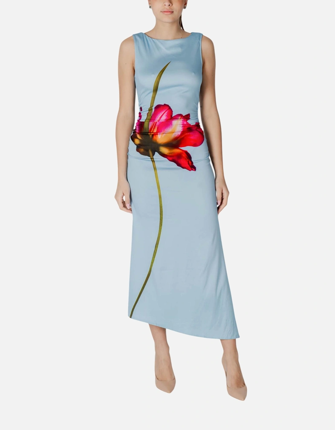 Sleeveless Floral Boat Neck Dress Women - Light Blue Dresses, 4 of 3