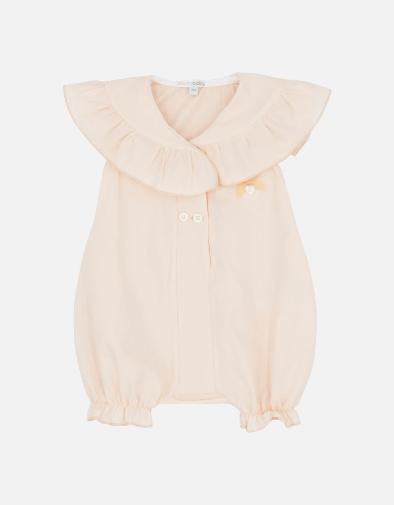 Girls Peach Frill Collar Romper