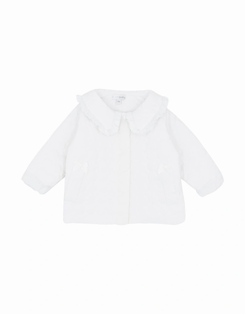 Girls White Collared Quilt Jacket