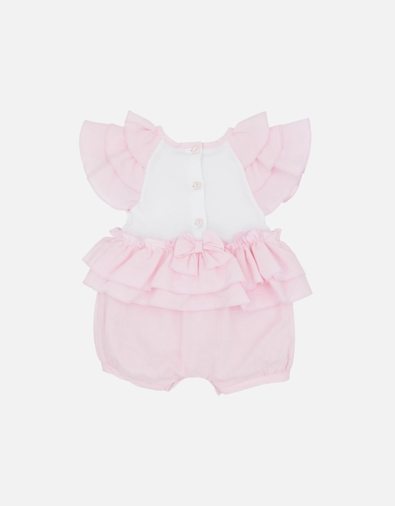 Girls Pink and White Bow Romper