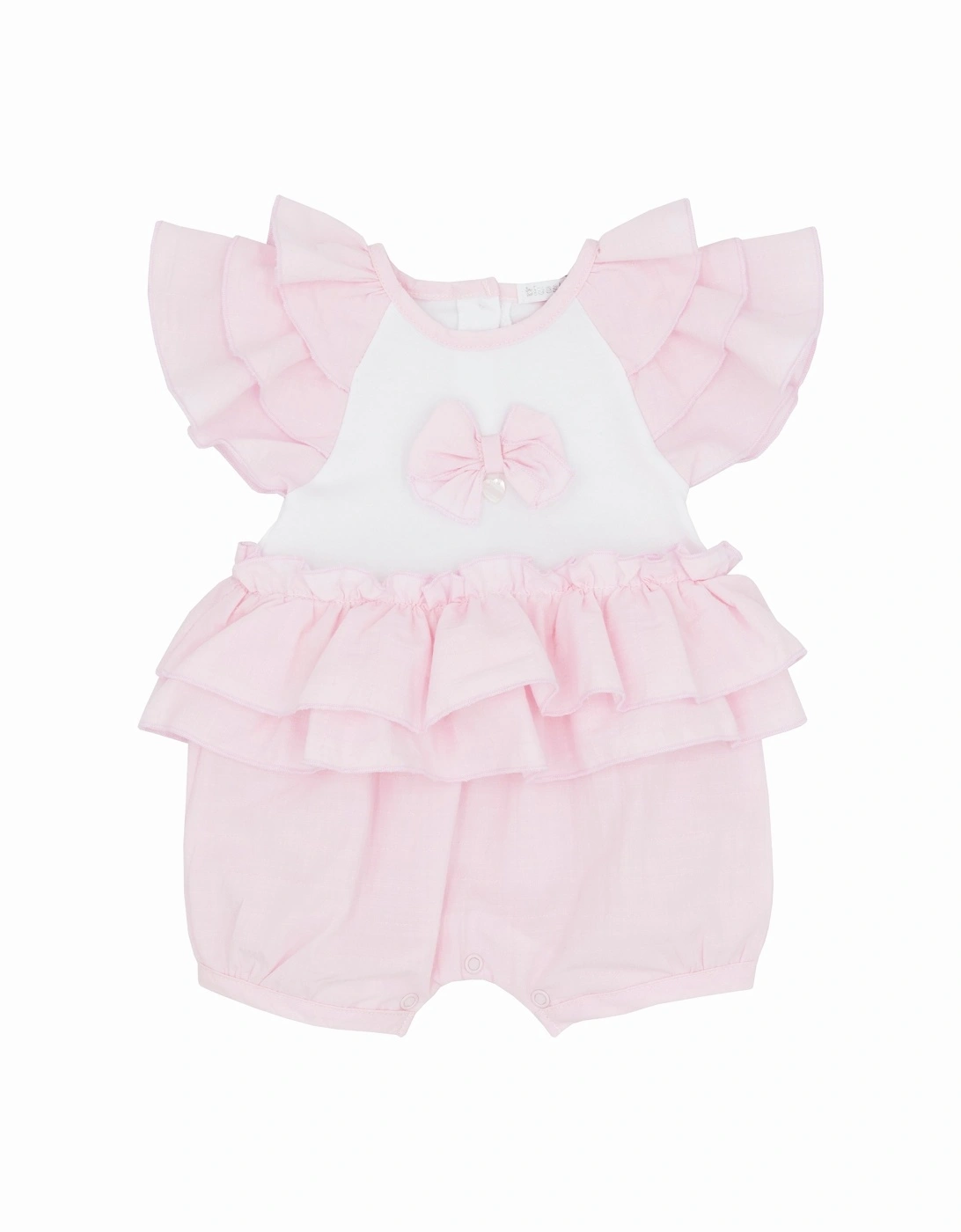 Girls Pink and White Bow Romper, 4 of 3