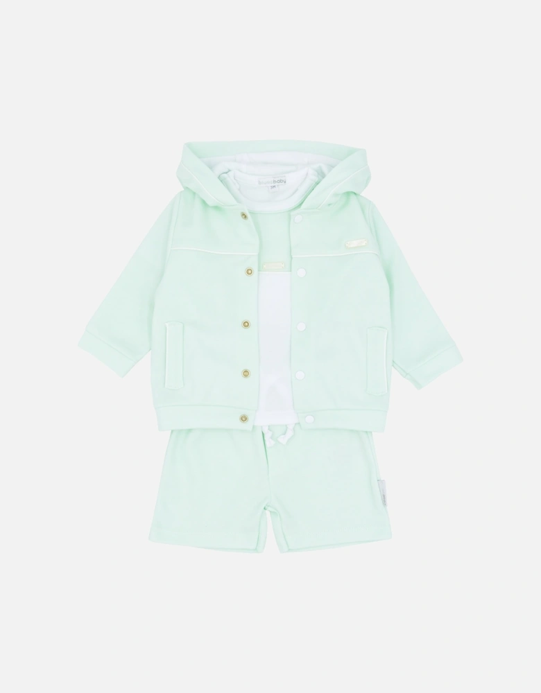 Boys Mint Green Jersey 3 Piece Short Set