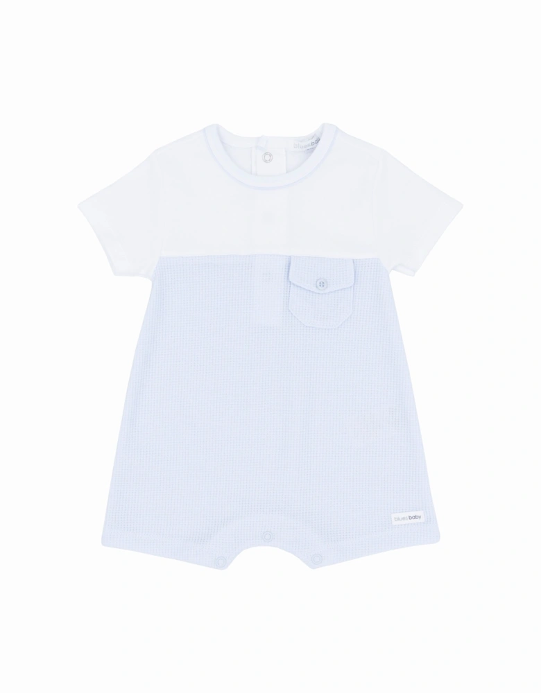 Boys Pale Blue and White Waffle Romper