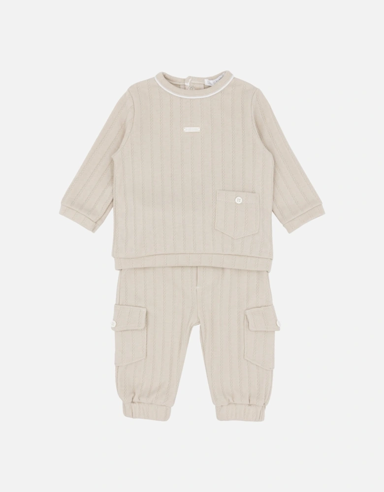 Boys Beige Pointelle Tracksuit