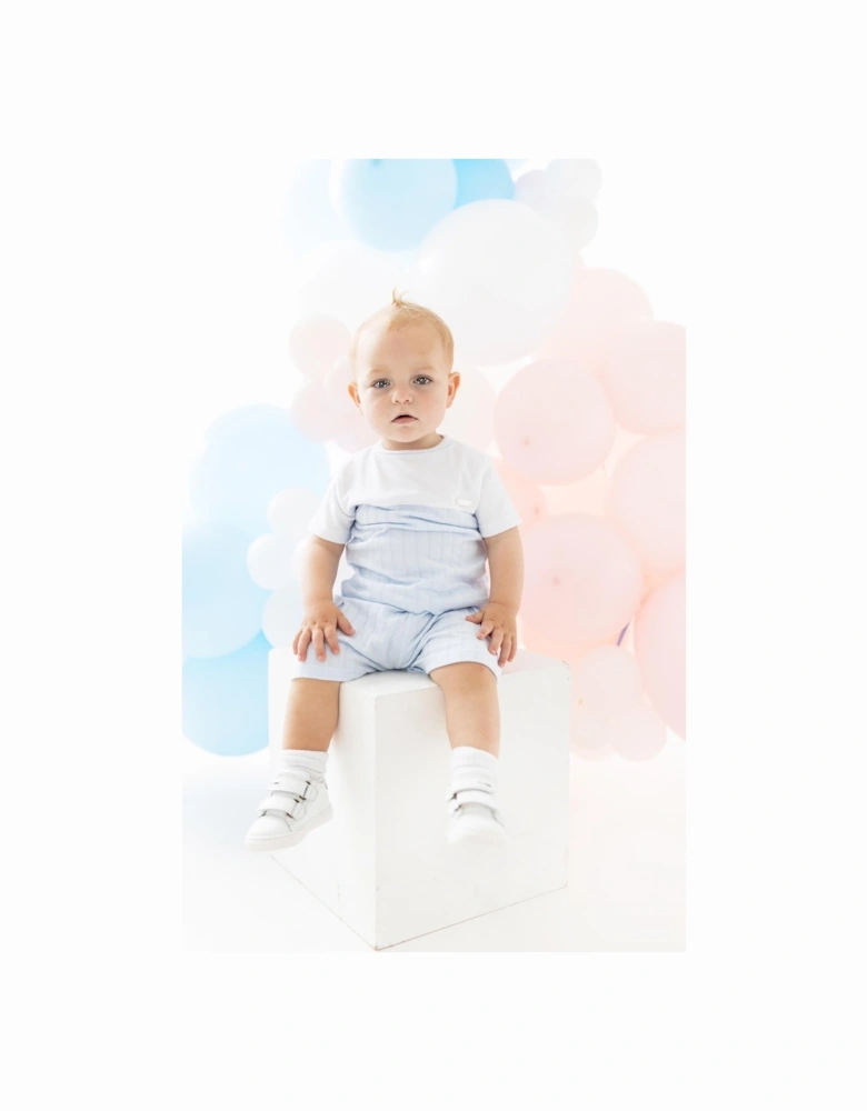 Boys Pale Blue and White Pointelle Short Set