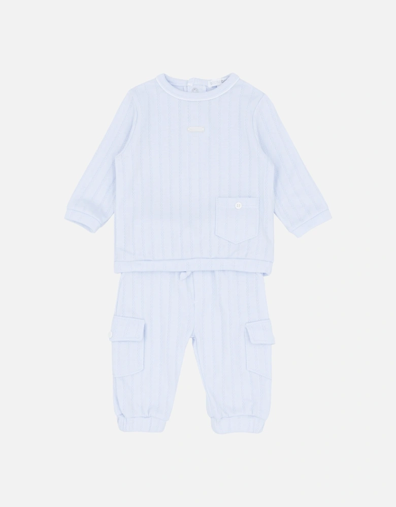 Boys Pale Blue Pointelle Tracksuit