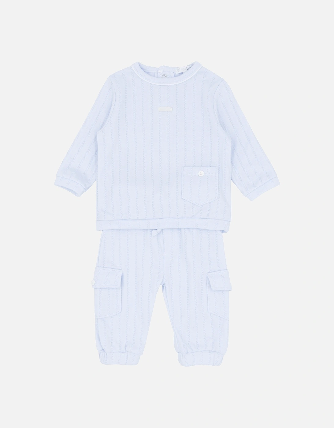 Boys Pale Blue Pointelle Tracksuit, 2 of 1