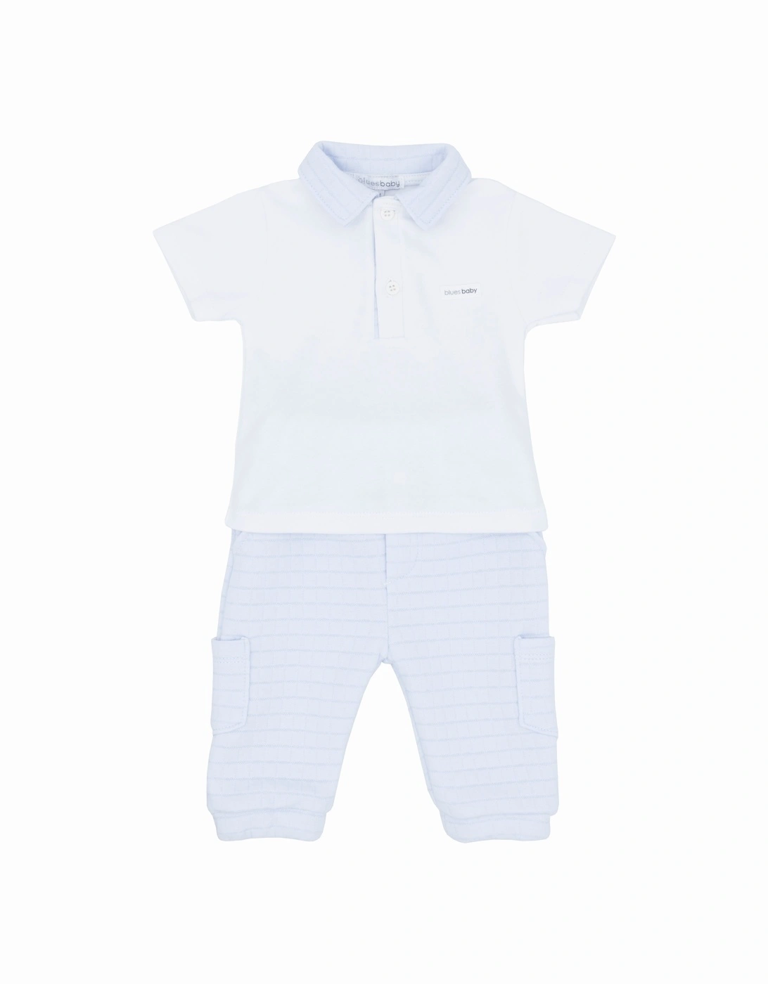 Boys Pale Blue Quilted Polo Pant Set, 4 of 3