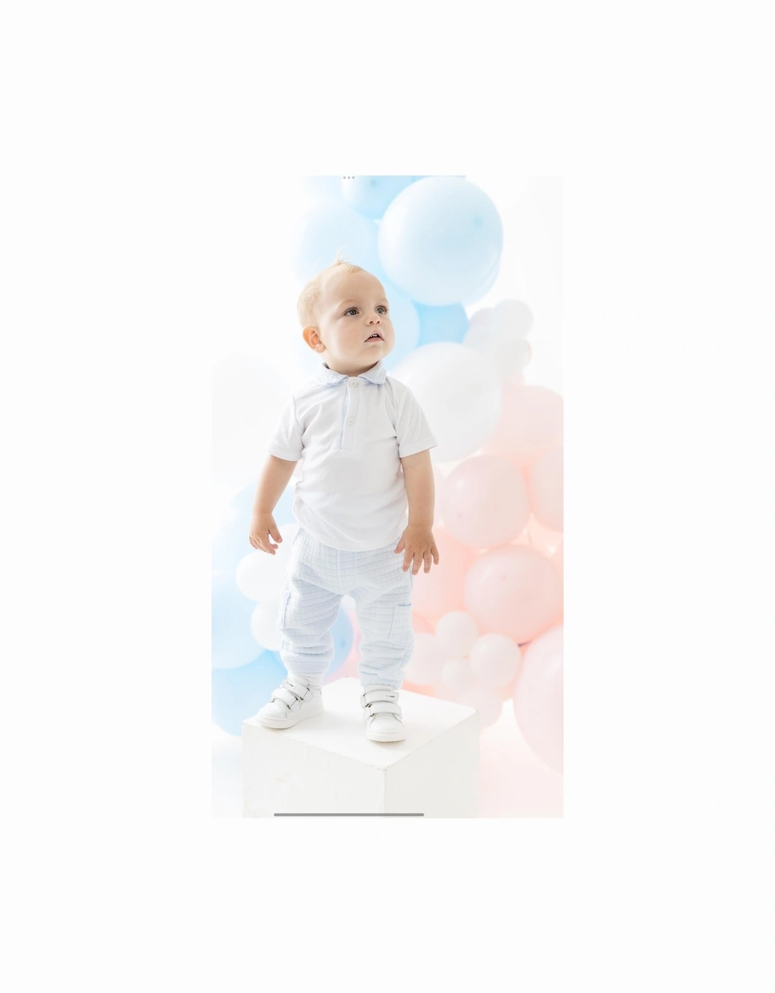 Boys Pale Blue Quilted Polo Pant Set