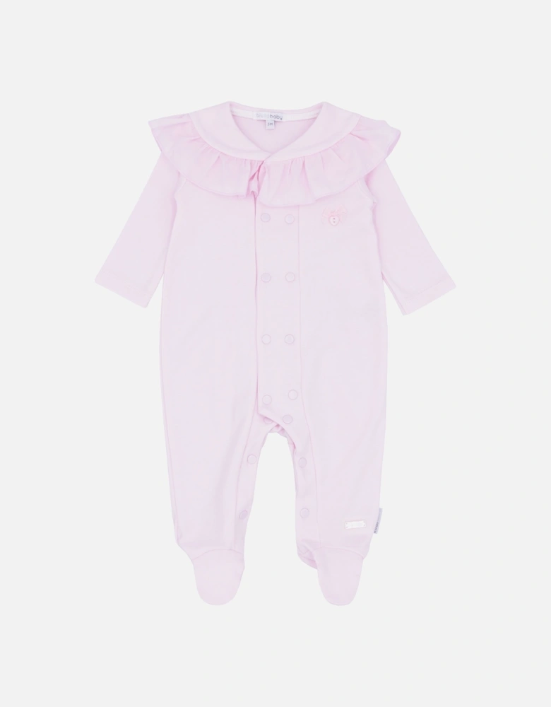 Pink Frill Collar Cotton Babygrow