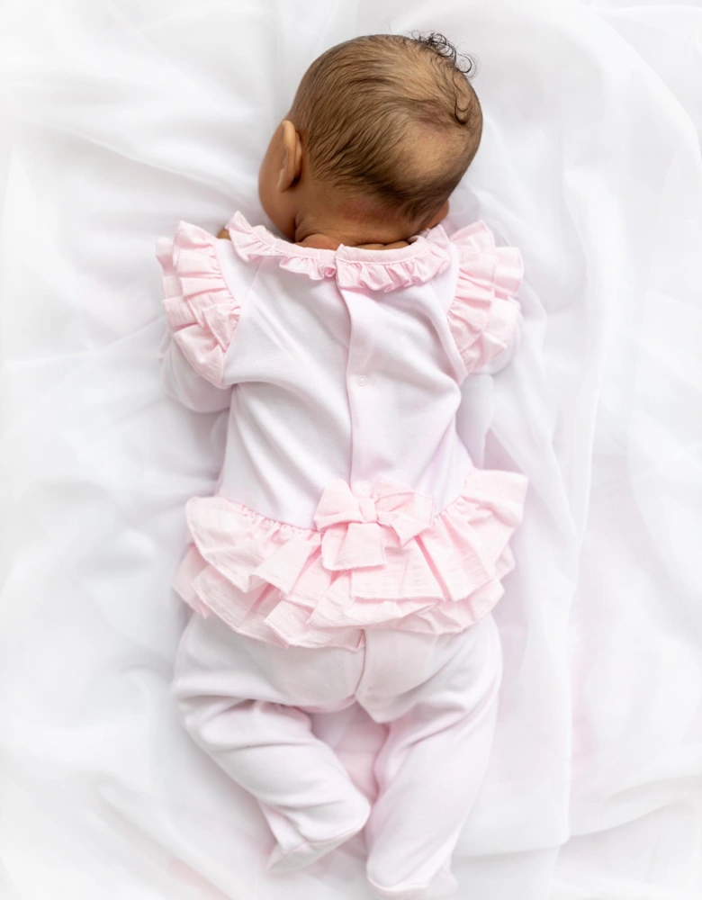 Pink Bow Cotton Babygrow