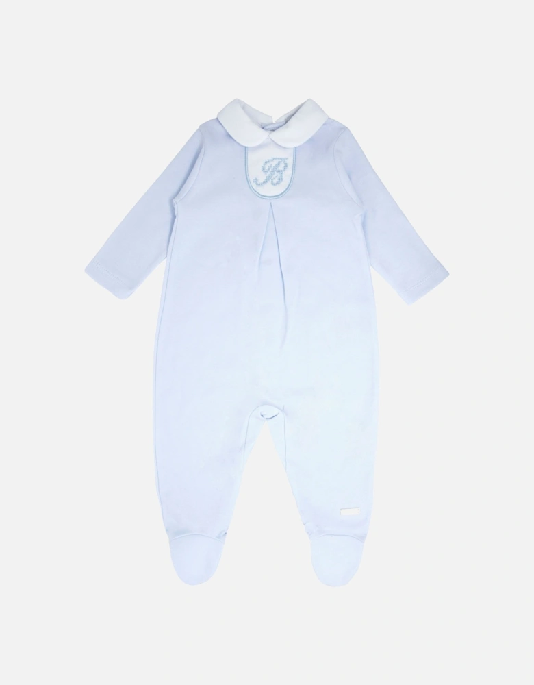 Boys Pale Blue Cotton Babygrow