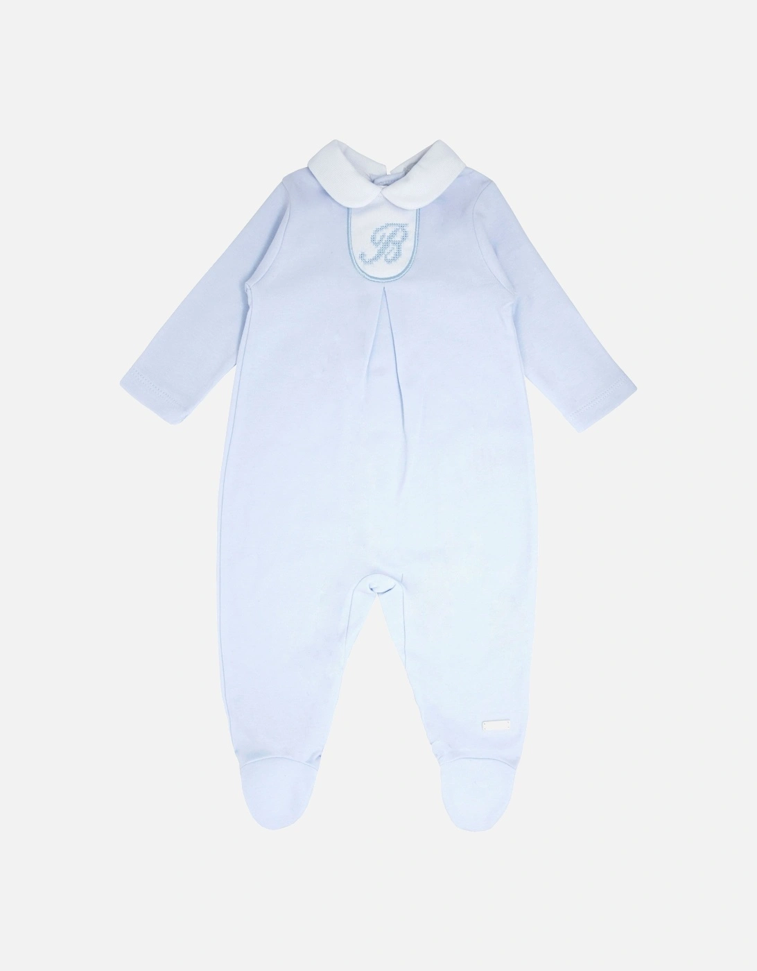 Boys Pale Blue Cotton Babygrow, 2 of 1