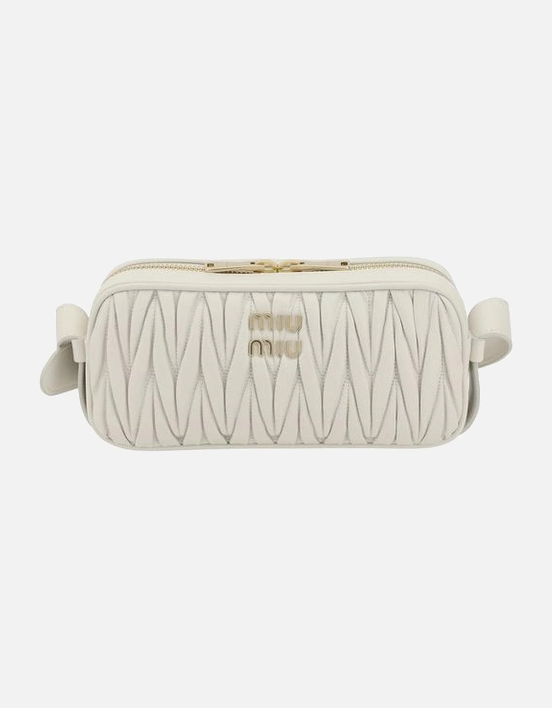 Leather Matelasse Shoulder Bag with Monogram Plaque Women - White, 5 of 4